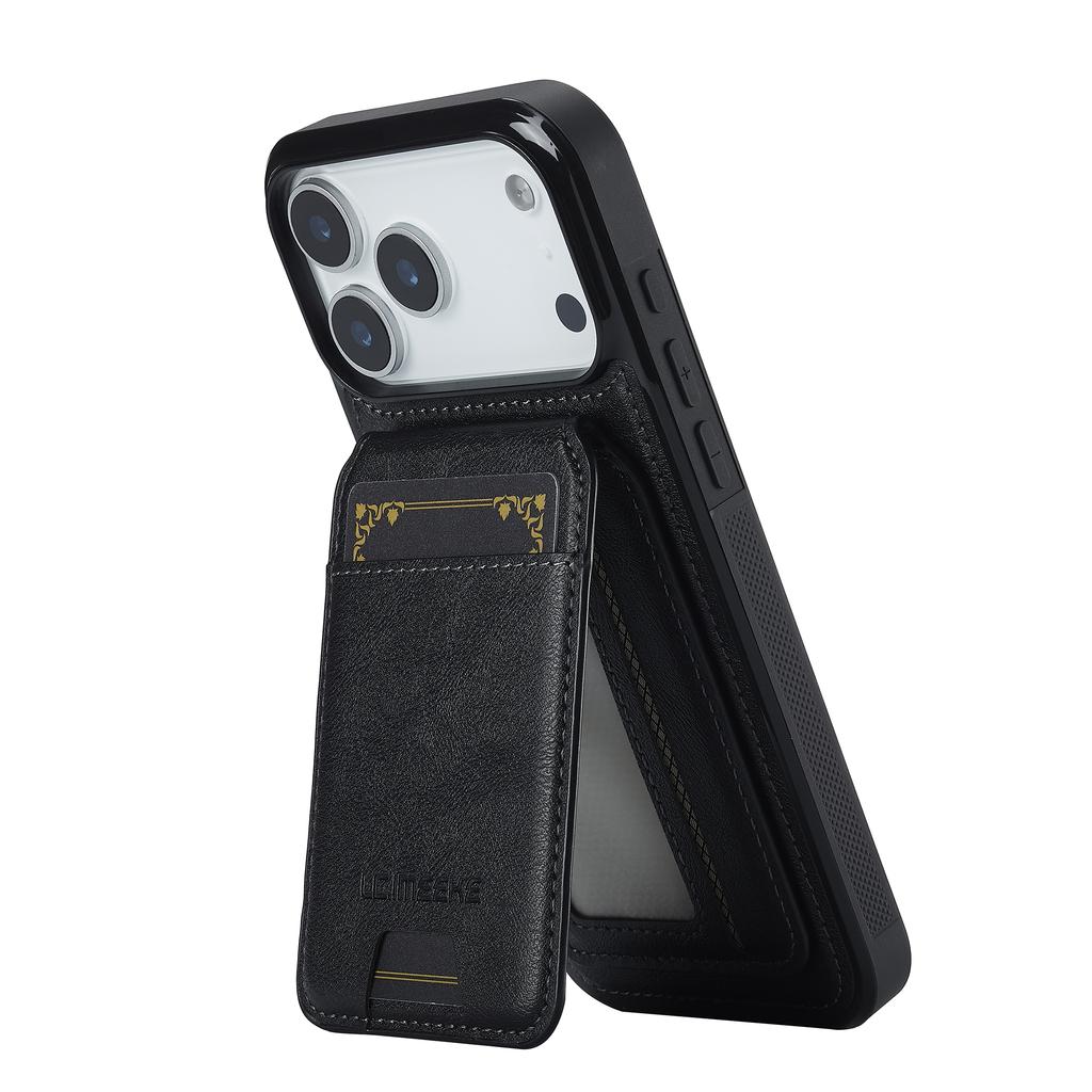 LC.IMEEKE L3 For iPhone 17 Pro Magnetic Case Detachable Card Holder Leather TPU Mobile Cover