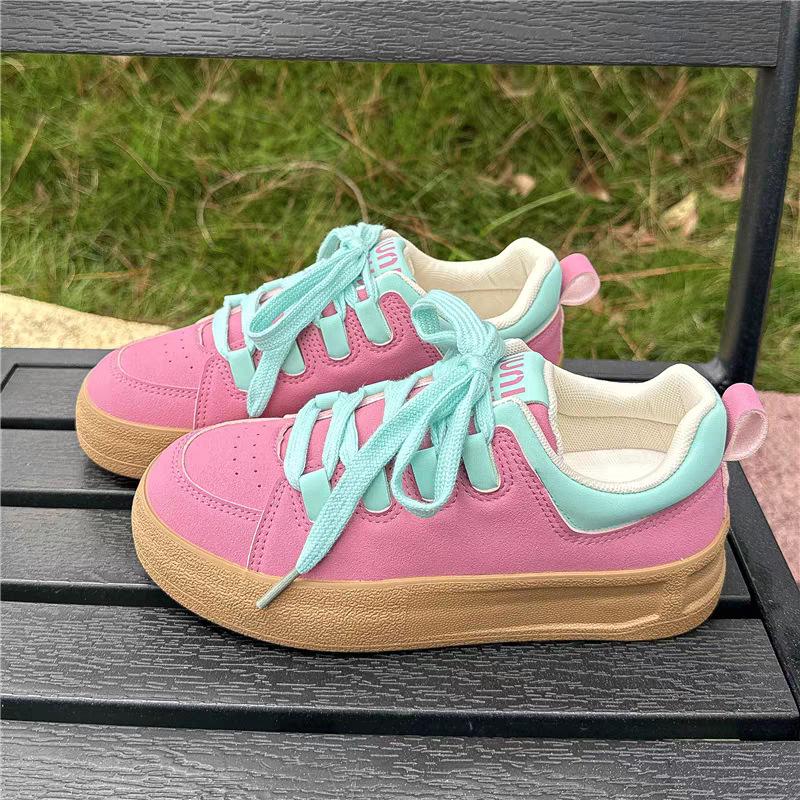 Milk platform women's leather surface autumn new ins niche versatile low-top round head student sports shoes