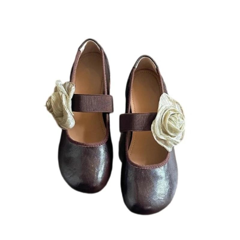 Flower Women Mary Jance Shoes Dress Sandals Casual New Trend 2025 Summer Walking Shallow Lolita Luxury Zapatos Mujer