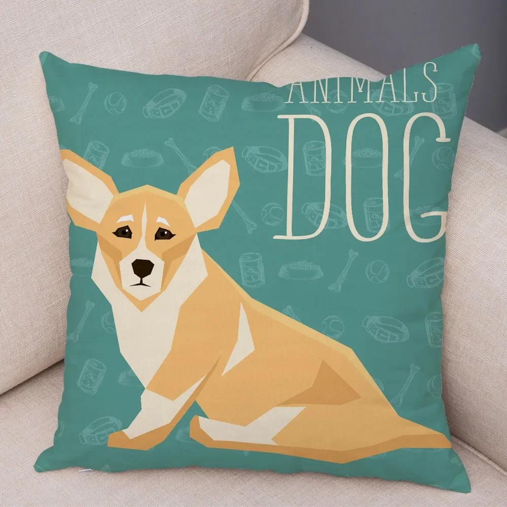 Home Sofa Pillowcase Color Dalmatian Schnauzer Decorative Cushion Cover Cartoon Dog Pet