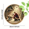 Christmas Metal Wall Art Santa Manger 2D Round Sign for Home Cafe Bar Garage Holiday Gift