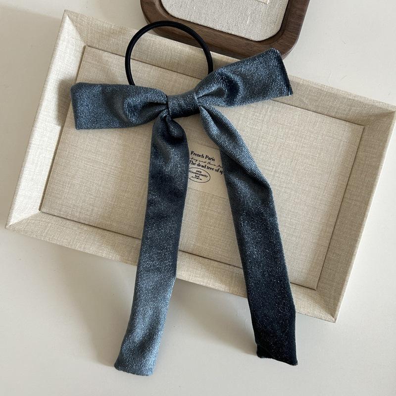 

Модная бархатная лента для волос с бантом, резинка для волос для женщин, винтажная черная бархатная резинка для волос, резинка для волос с длинным бантом для девочек, аксессуары для волос