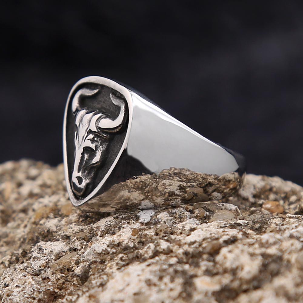 Vintage 316L Stainless Steel Bull Head Ring High Polish Spanish Matador Jewelry Gift For Men Women