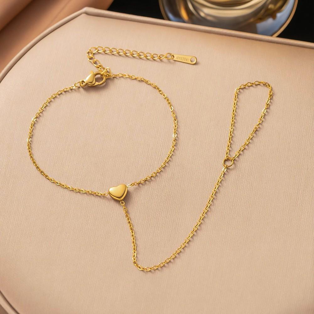 Gold-Plated Double Layer Thin Chain Stainless Steel Hand Chain Jewelry