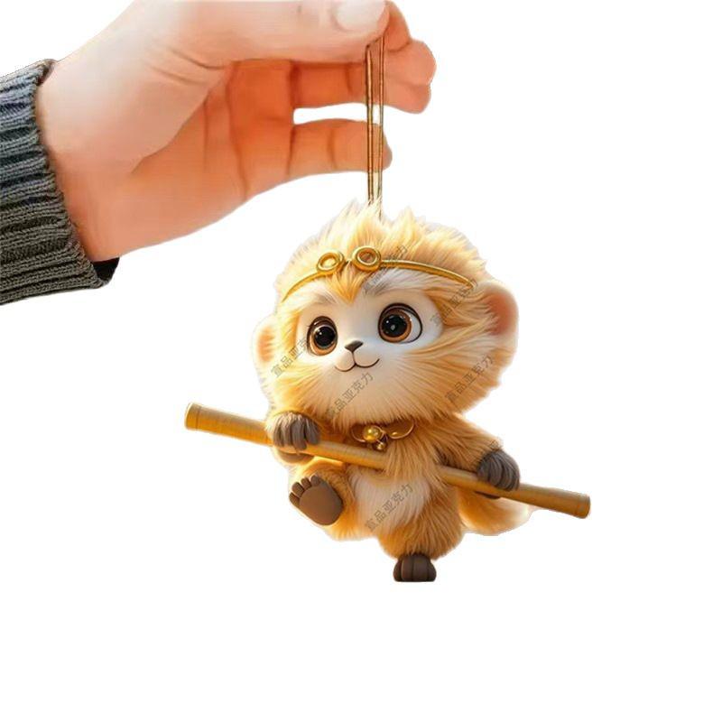 Double-Sided HD Acrylic Monkey Wukong Hoop Car Pendant & Christmas Ornament