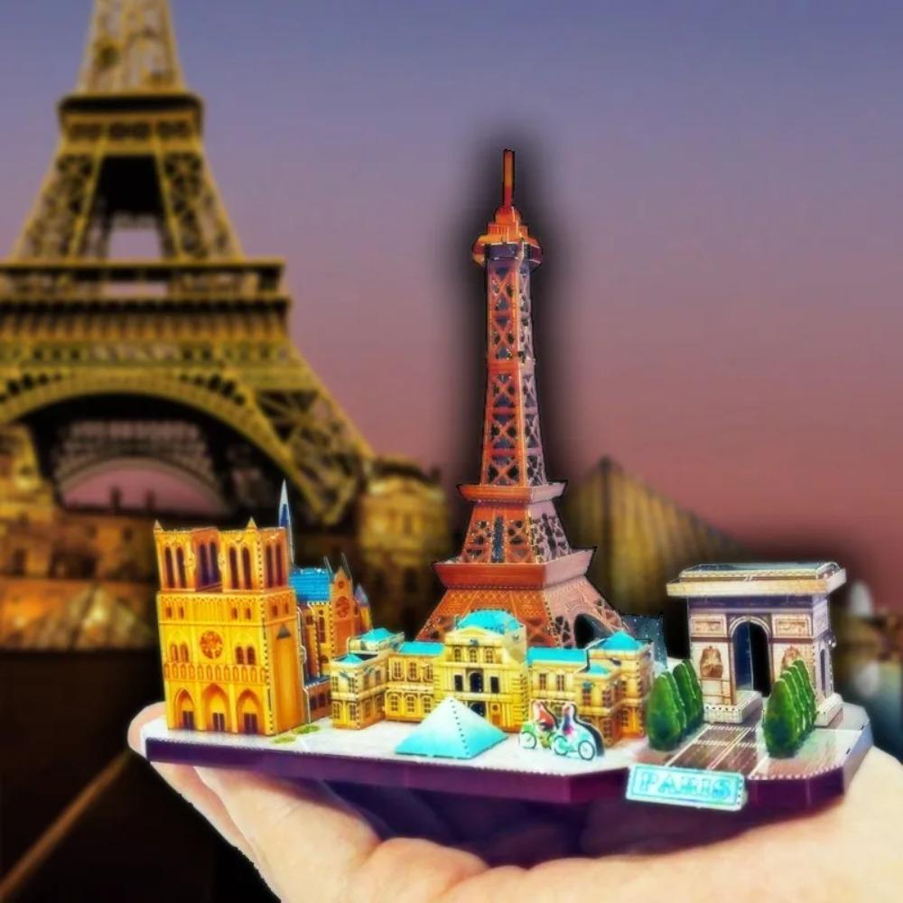 World Style City Skyline Architecture Street View 3D Metal Puzzle Paris Venice San Francisco Shanghai DIY Assembled Model Kits
