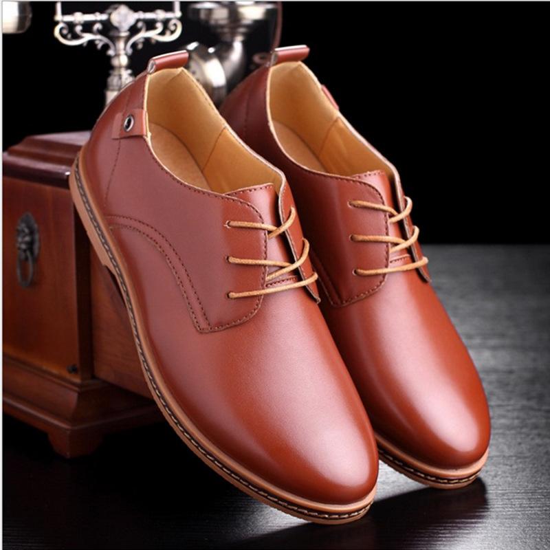 Scarpe da Uomo Giovane Business Fondo Piatto Suola in Gomma Grandi Scarpe Inglesi in Pelle