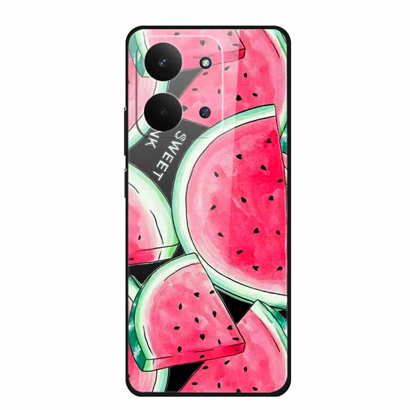 Glas-Rückseite für Redmi 15C 4G Hülle 15 C Niedliche Cartoon-Hülle aus hartem gehärtetem Glas mit weichem Stoßfänger für Redmi 15C Hüllen Coques Fundas