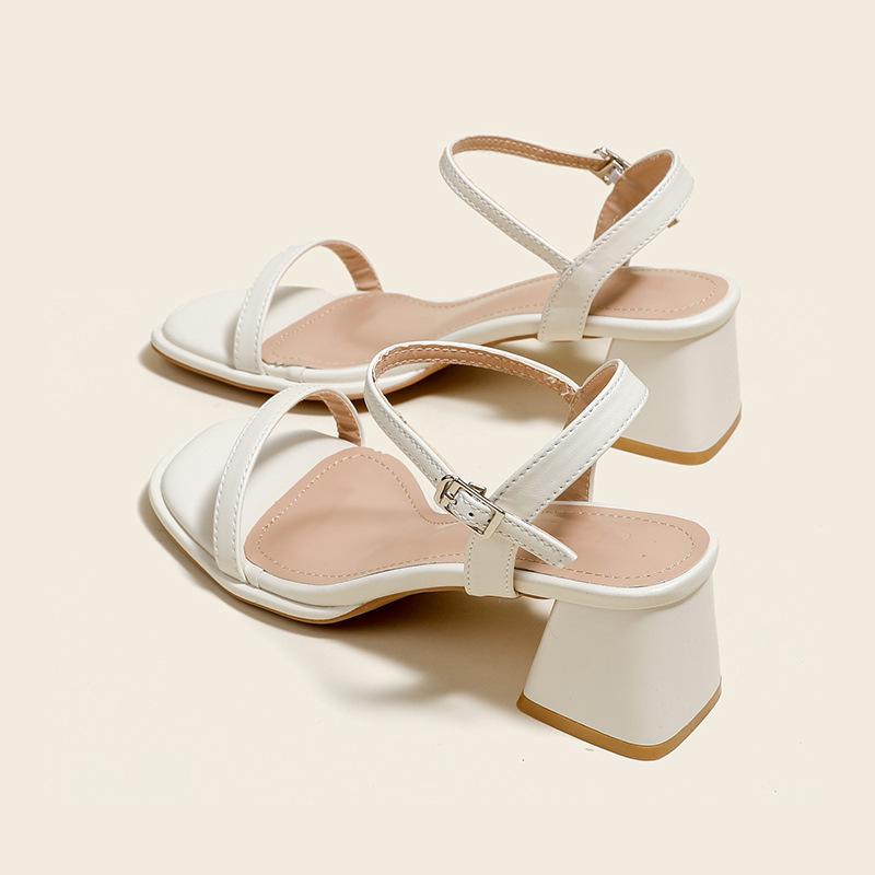 Sandali Peep-Toe con Tacco Chunky Stile Fatato - Calzature Estive da Donna Morbide, Comode, Senza Tallone, a Fascia Singola.