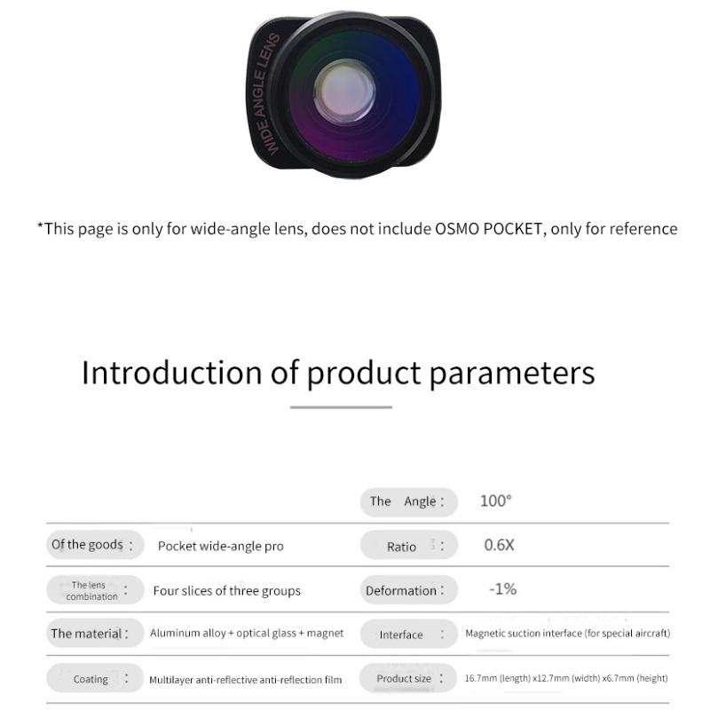 Obiectiv cu unghi larg PRO pentru buzunar osmo DJI