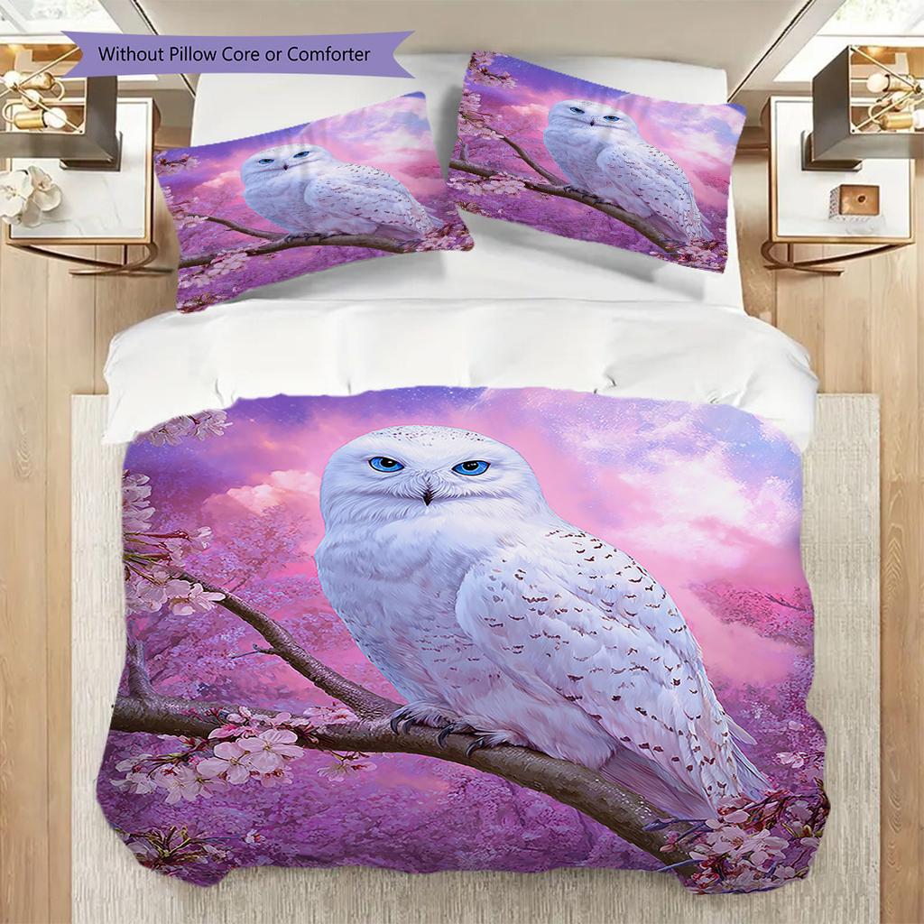Owl Pattern Bedding Quilt Set Quilt Cover Pillowcase Home Decoration Birthday Gift (1 * duvet cover + 2 * pillowcase, without core)