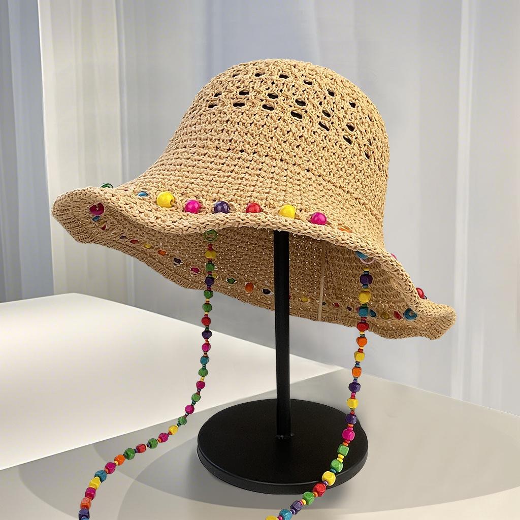 Seaside Beach Hat Lace Straw Hat Children Summer Visor Breathable Sunscreen Bucket Hat Vacation Style Straw Hat