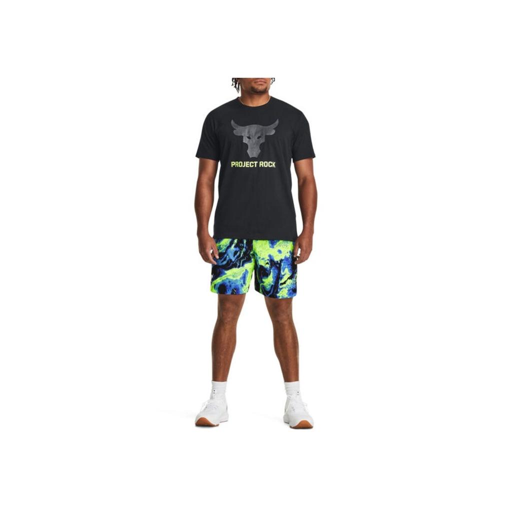 Under Armour Project Rock American Retro Letter Logo Print Casual Sports Crew Neck Short Sleeve T-Shirt Men T-Shirts Black 1380520-001