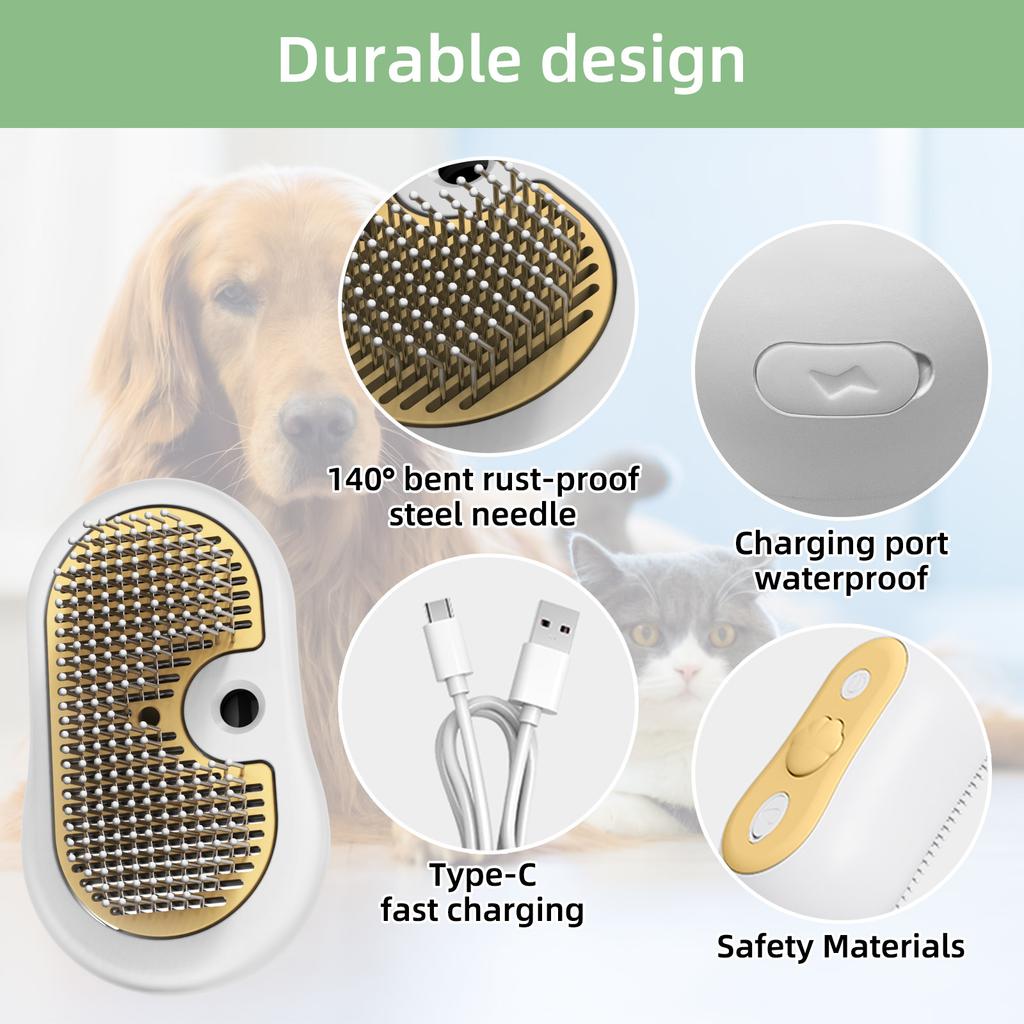 3 in 1 Electric Cat Spray Comb USB Smart Silent Cat Dog Steam Brush Grooming Tool Antistatic Massage Pet Comb With Water Tank