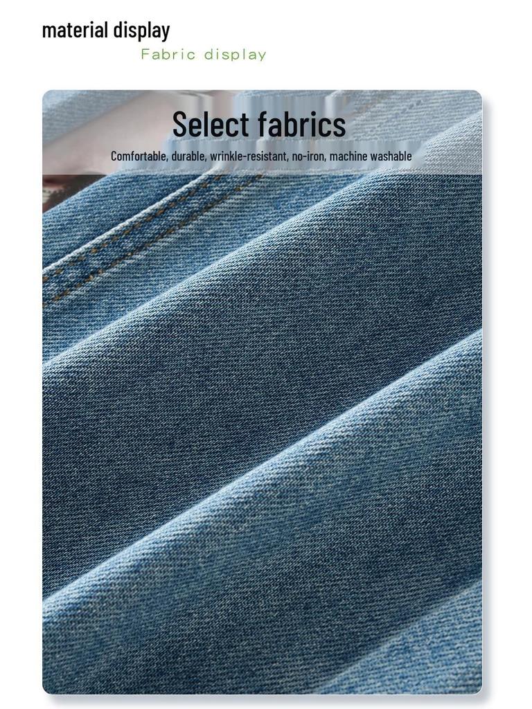 2025 Spring Blue High-Waist Slimming Wide-Leg Jeans