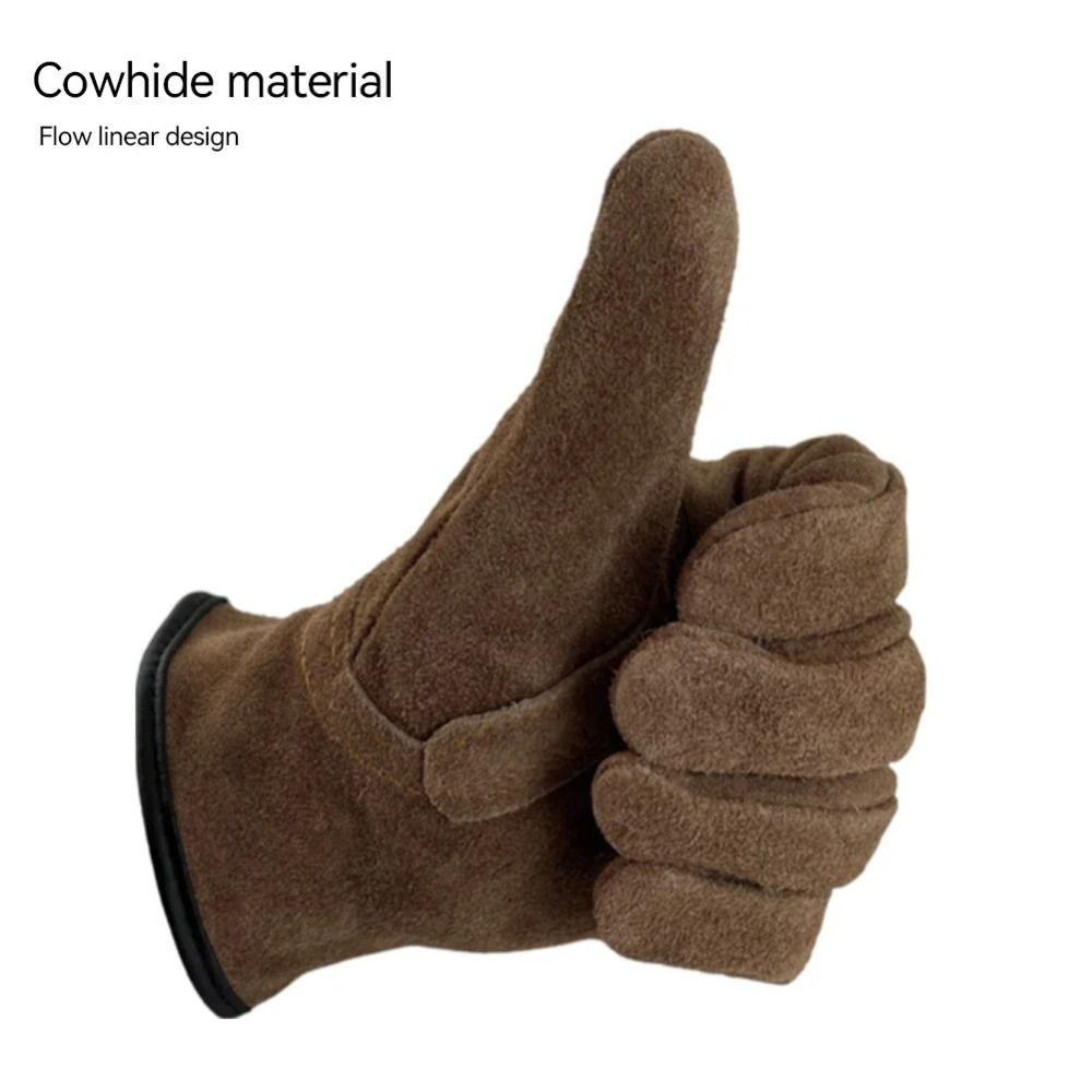 1Pair Hand Protection Cowhide Protective Gloves Leather Labor Protective Gloves  Garden