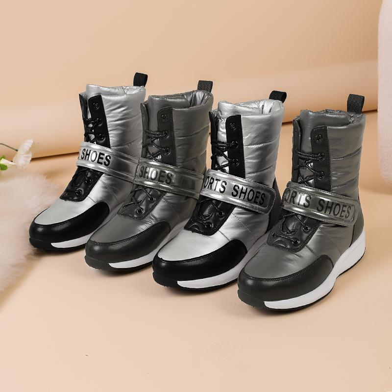 Autumn Winter New  Patchwork Women Snow Boots Causal Flat Bottom Waterproof Warm Plush Fur Sneakers Ankle Boots Sports Shoes