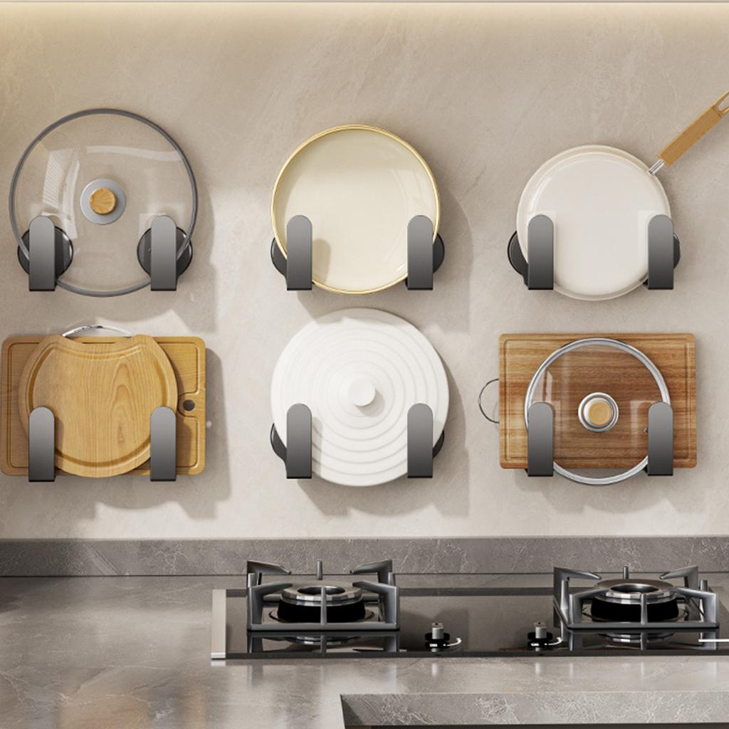 2Pieces Wall Mounted Pot Lid Holders Set Without Drilling Required Convenient for Small Kitchens and Limited Space