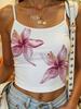 Sweet & Spicy Y2K Floral Camisole Crop Top - Slim, Navel-Baring Summer Tank for Women