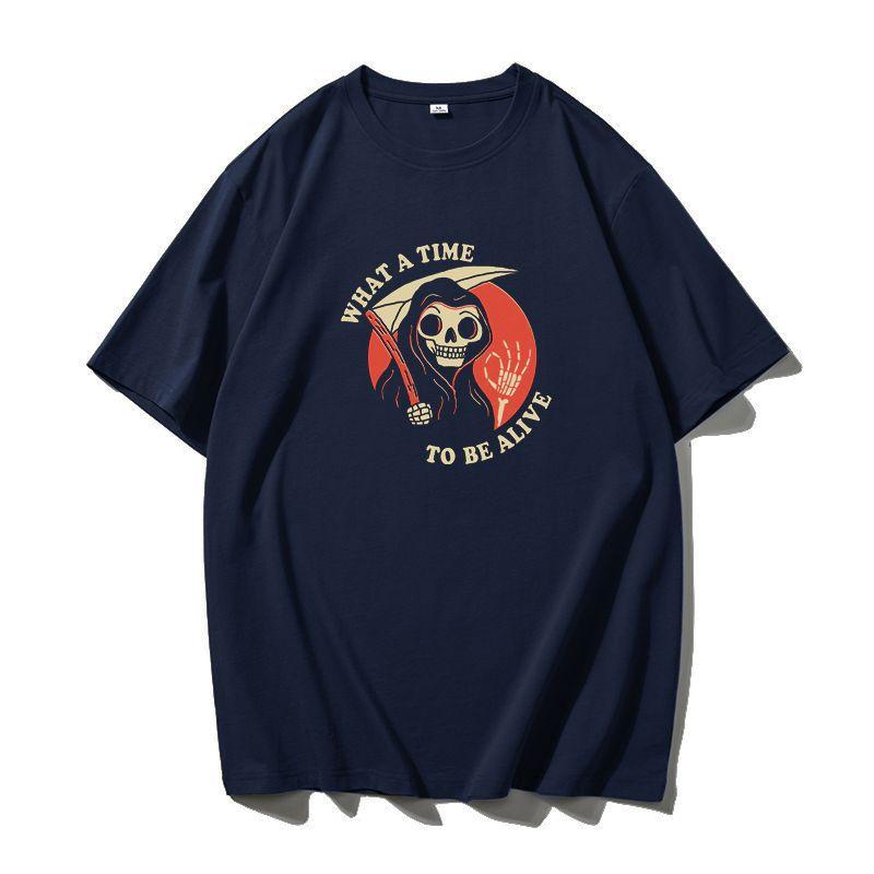 2026 New Live Well Skull Wacky Death Personalized Printed Mens and Womens Short Sleeve Loose Plus Size Crew Neck TShirts