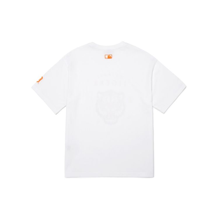 MLB Detroit Tigers Cartoon Letter Tiger Short Sleeve Drop Shoulder T-Shirt Unisex Tops White 3ATSC2021-46WHS