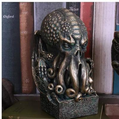 Cthulhu Schädel Mythische Statue Vintage Oktopus Skulptur Gotische Heimdeko Harzhandwerk Figur Wohnzimmer Bücherregal Ornamente