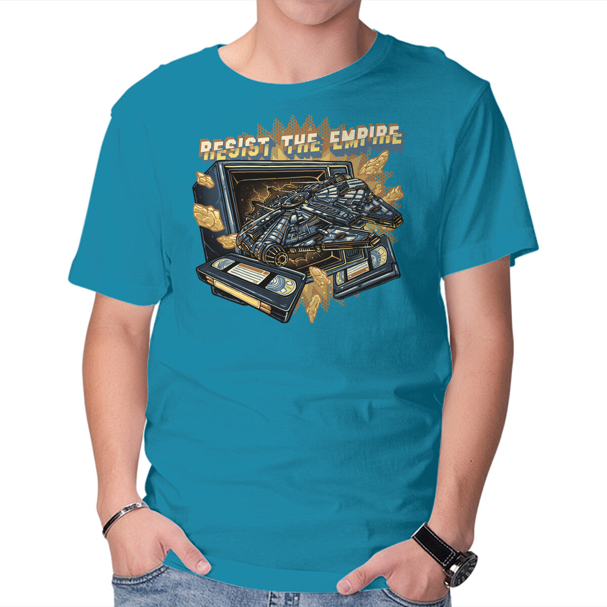 Unisex Crew Neck T-Shirt Resist The Empire Graphic Short Sleeve Casual Tee XS