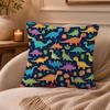 Cartoon D-Dinosaurs Cushion Cover Anti-dustmite Pillowcase Invisible zipper silky short plush Sofa cushion cover