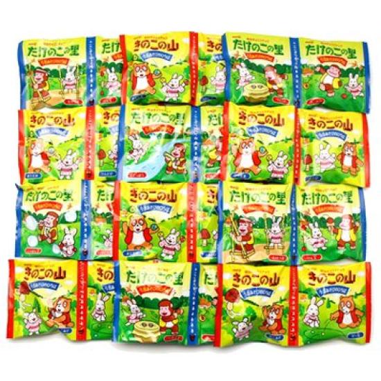 Meiji Kinoko no Yama Takenoko no Sato Small Set of 24 of each of the 2 & Packets, (12 varieties)