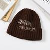 English Alphabet Embroidery Knitted Wool Hat Women's Hat Fashion Versatile English Alphabet Splicing Hat Women's