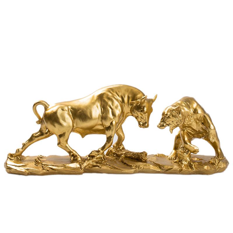 Zwierzę z żywicy, Złoty Tygrys, Krowa, Lampart Statua Dekoracja Rękodzieło Prezent, Nowoczesny Salon, Gabinet, Biuro Dekoracja Biurka