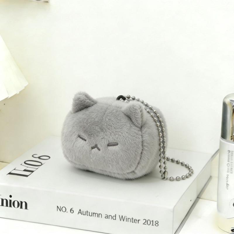 Cute Square Kitten Plush Keyring for Kids Simulation Tofu Plush Toy for Backpacks and Handbags