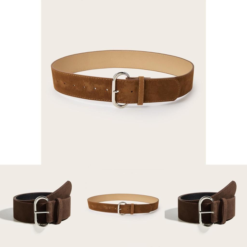 Street Style Solid Color Suede Women Casual Wide Belt For Trendy Womens Accessories
