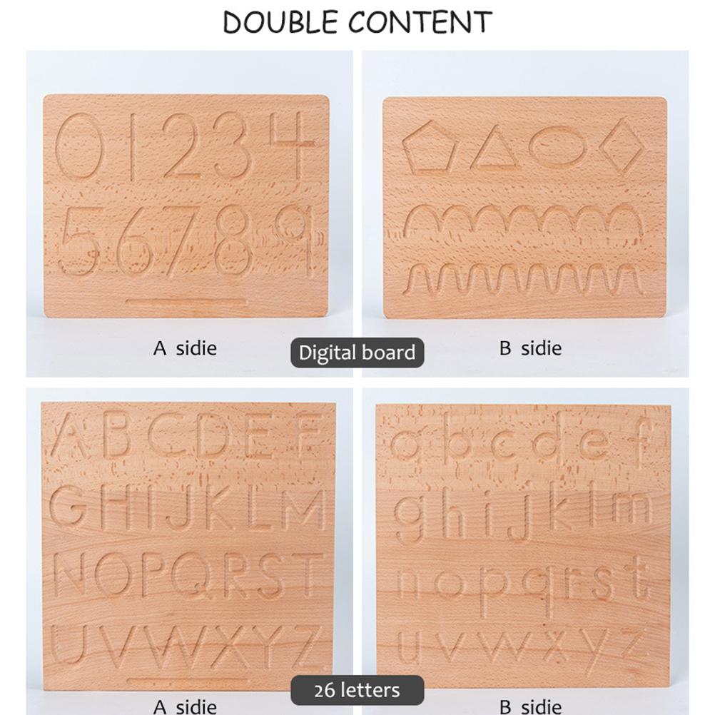 Holz Alphabet Zahlen Nachspurtafel Schreibübung Lernbrett Pädagogische Zeichentafeln für