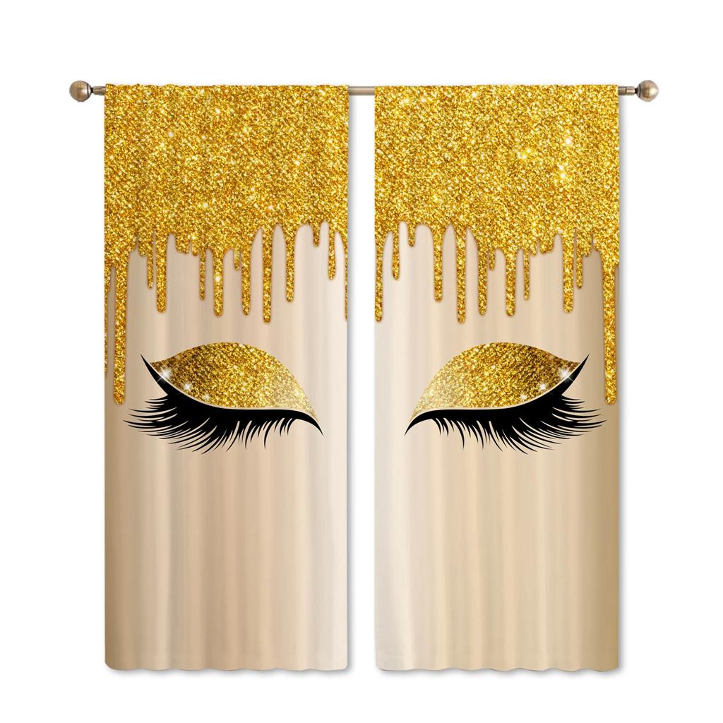 Popular Pink Eyelashes, Eyes 3D Digital Printing Bedroom Living Room Window Curtains 2 Panels