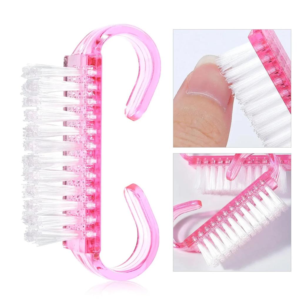 Plastic Nail Brushes Mix Color Nail Hand Scrubbing Cleaning Brush Dust Cleaner Nail Art Manicure Soft Remover Tools