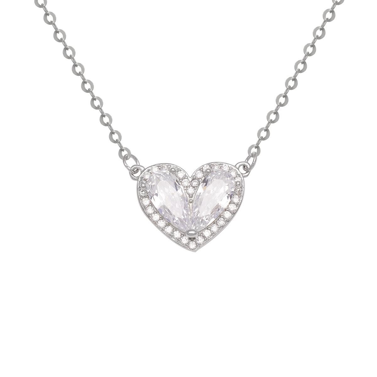 

Настоящее ожерелье S925 из серебра с любовью, женское, легкое, роскошное, нишевое, высококачественное, подвеска с циркониевой цепочкой на ключицу, ювелирные изделия, мода 925 Silver белого золота