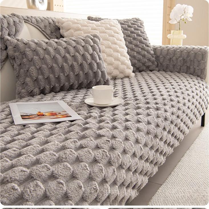 

1 шт. Чехол на диван из искусственного кроличьего меха, мягкий и утолщенный, подходит для домашних животных, натяжной чехол для секционных диванов на 2/3/4 места, гостиная/домашний декор 90*160cm