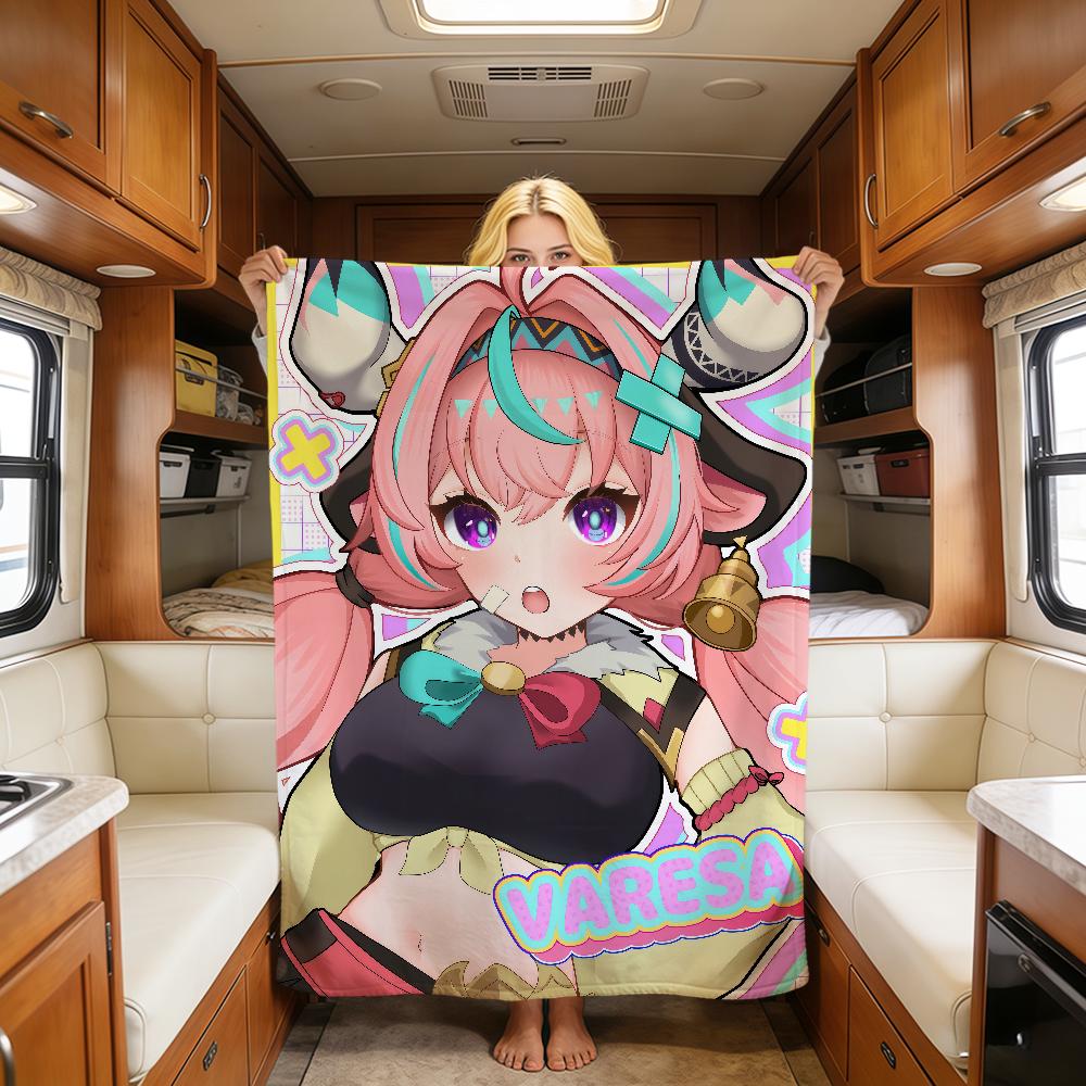 Kawaii Game Varesa Genshin Impact Fanart Warm Soft Plush Blanket Sofa Living Room Nap Home Bedroom Travel Gift Flannel Pet Hogar