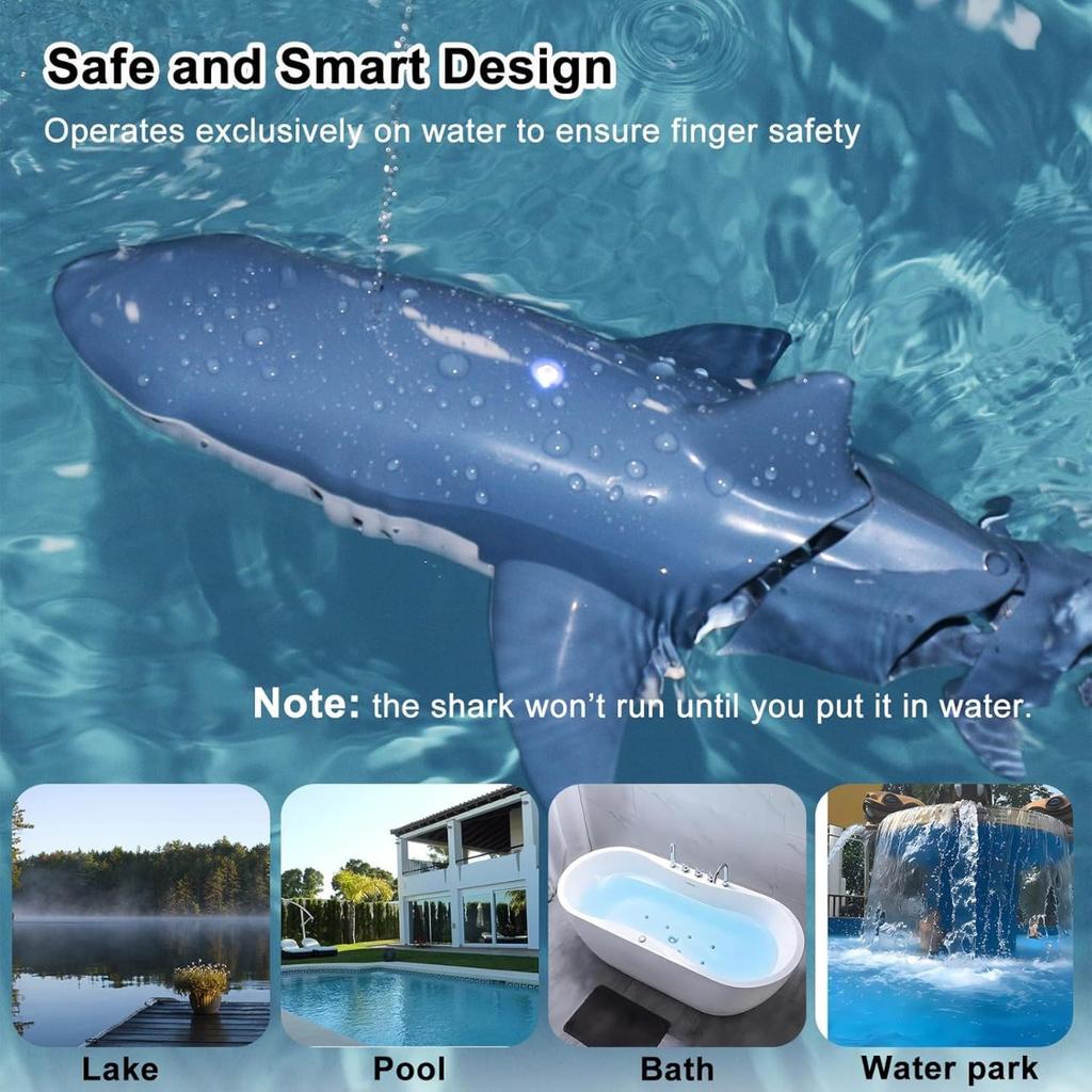 Remote Control Shark Toy, 2.4G RC Boat for Pool & Bath, Waterproof Water Toy with Double Helix Design, Gift for Boys & Girls