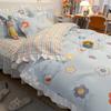 4pcs/set Printing Bedding Set Cute Bed Skirt Comfortable Duvet Cover Bed Sheet and Pillowcases Set Korean Princess Style Bedding