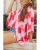 Azura Exchange Red Plus Size Tie-dye Print 3/4 Sleeve Tunic Top