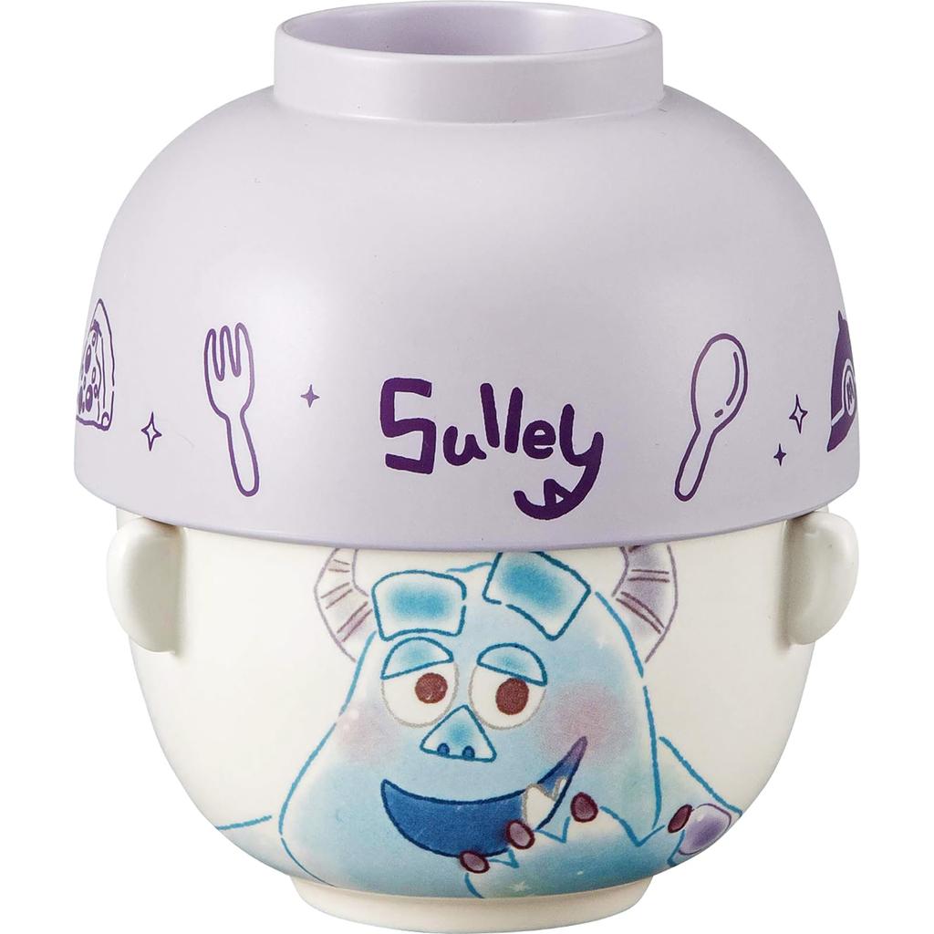 San Art Disney Pixar Sulley Soup and Rice Bowl Mini Dinnerware Stackable for Compact Made in "Monsters" Set, 10x6cm, 200mL, Storage, Purple, Japan,