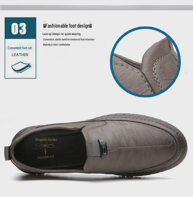 Men's Genuine Leather Casual Business Shoes - Versatile Cowhide with Soft Non-Slip Sole