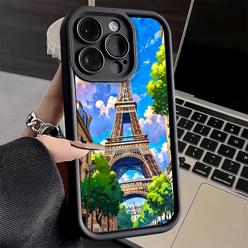 Phone Case for iPhone 17 Air 16E 15 16 Pro Max France Eiffel Tower Paris Cover 14 Plus 13 12 Mini Soft Shell Silicone Fundas