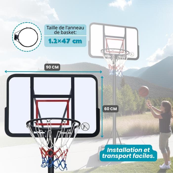 DEVESSPORT Panier de Basket - Réglable 1,90-3,05m - Base Mobile - Extérieur - Arceau Ø47cm