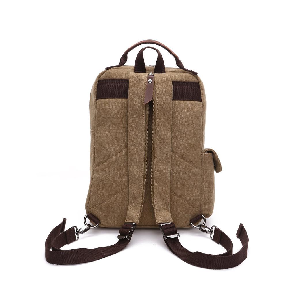 LeafIn Mini Lightweight Canvas Body Available in Two 8596 Backpack, Stylish, Bag, Unisex, Styles, (Khaki B)