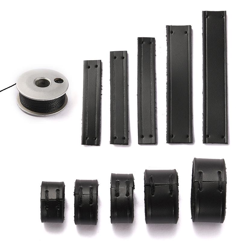 Ma Huang Shi MHS-D-8 Black Leather DIY Bag Strap Ring | Vegetable Tanned Leather Case & Self-Stitching Accessories Clip