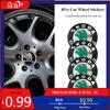 Car Sticker 4Pcs Car Emblem Wheel Hub Caps Stickers Decoration For Skoda Octavia Kodiaq Enyaq iV Kamiq Scala Superb Fabia Rapid