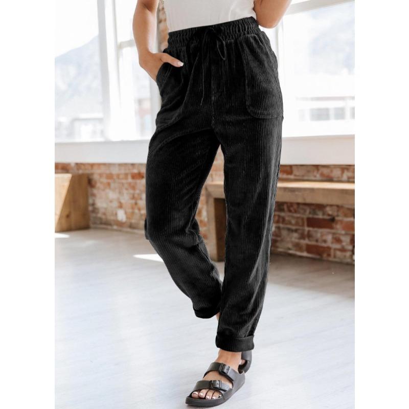 JKASHDK Women's Fashion Casual Solid Color Print Middle Waistline Trousers Pants & Capris